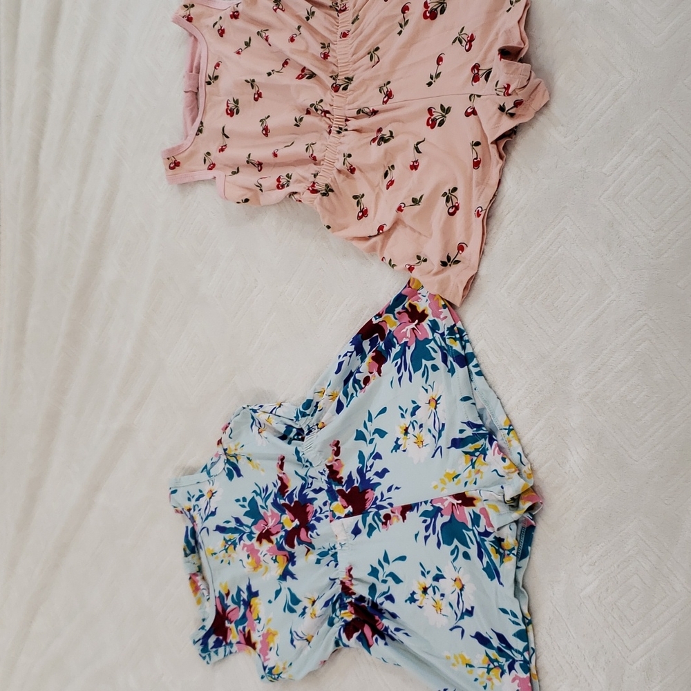 2 Girls Medium Rompers with elastic waist